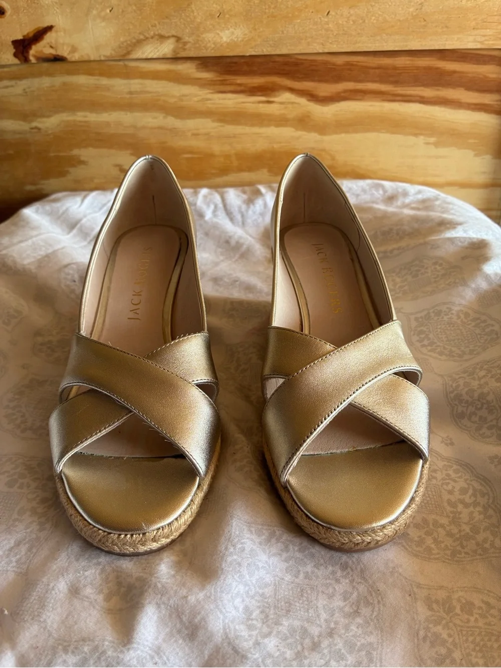 JACK ROGERS Palmer Criss Cross Wedge Espadrilles Size 8